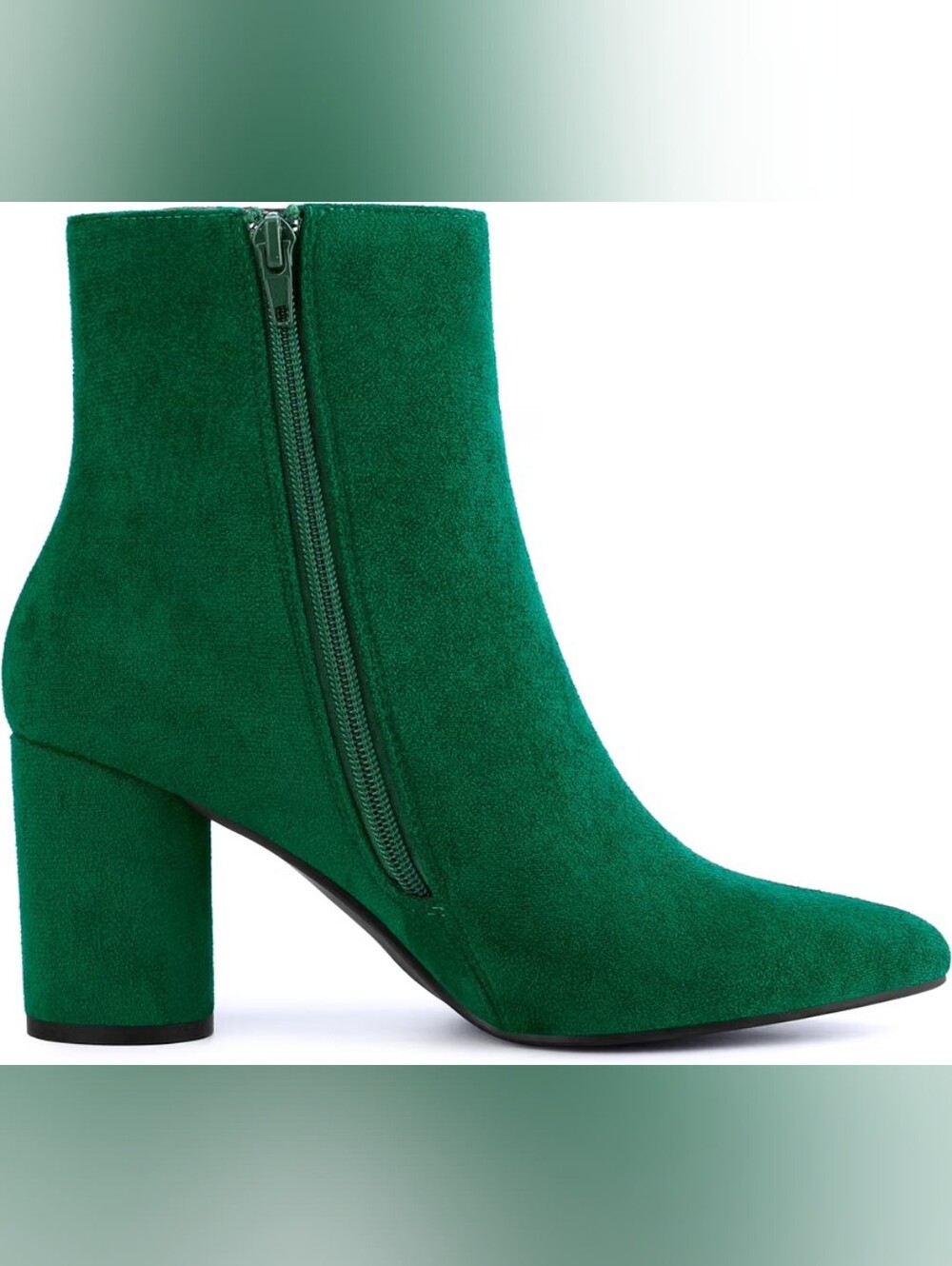 Allegria K Women’s Green Suede Pointed Toe Ankle Block Heel Boots